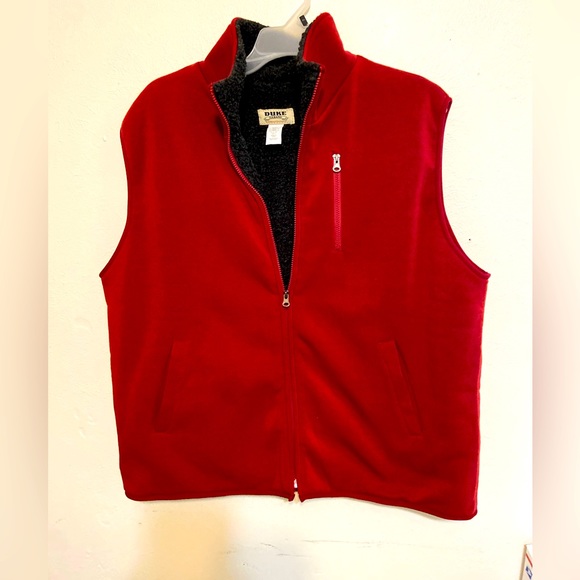 Duke Haband Vest Mens Fleece Sherpa Lined Maroon & Black, Full Zip, EUC - Picture 1 of 5